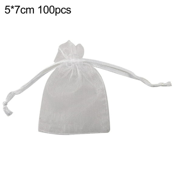 chengsi 100pcs/lot White Drawstring Organza Bags 7x9 9x12 10x15 13x18 15x20cm Wedding Birthday Party Jewelry Packaging Bags Pouches