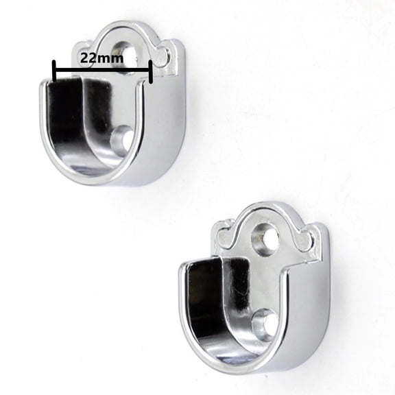chengsi 2PCS Wardrobe Bracket Heavy Duty Rod Socket Flange Rod Holder Closet Rod End Support U Shaped Rail Support Furniture Hardware