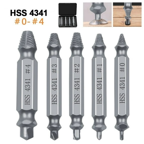 chengsi 5PCS Broken Bolt Screw Remover Extractor High Speed Steel Anti Rust Long lasting Essential Tool for Homeowners