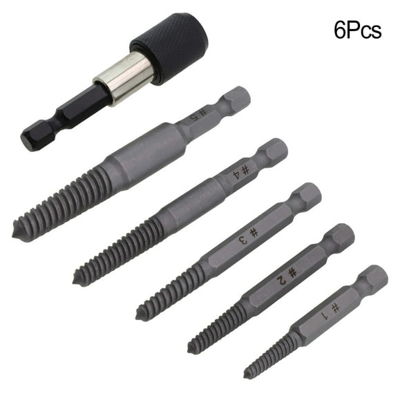 chengsi 6Pcs Stud Screw Extractor Remover Set Broken Damaged Pipes Bolt Easy Out Tool