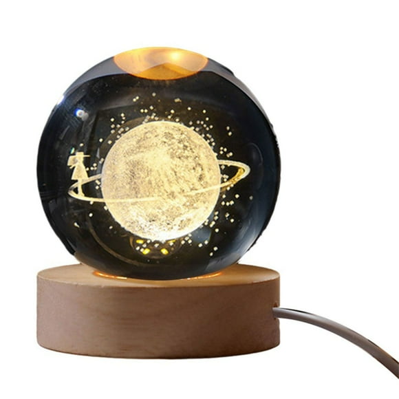chengsi 6cm 3D Crystal Ball Crystal Planet Night Light Laser Engraved Solar System Globe Astronomy Birthday Gift Home Desktop Decoration