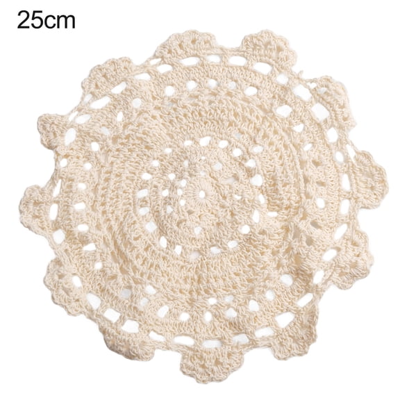 chengsi Luxury Handmade Crochet Flowers Cotton Lace Round Tablecloth Wedding Doily Mat Dining Coffee Table Cloth Placemat Coaster Decor