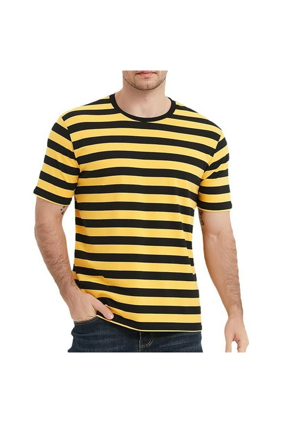 Men Striped Sailor T Shirt Summer Loose O Neck Top Casual Short Sleeve Tee Sport