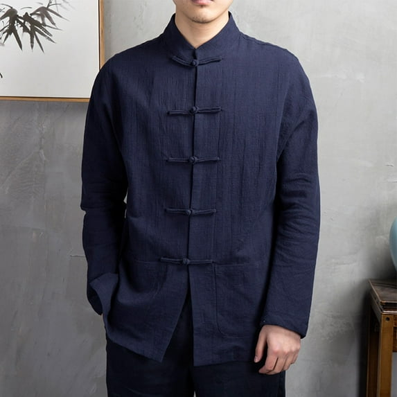 chengsi Vintage Chinese Style Shirts For Men Tang Traditional Kung Fu Tai Chi Coat Suit Uniform Jacket Shirt Tops Man Clothing