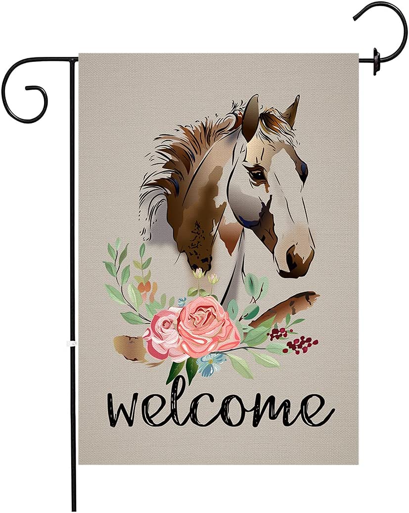 chengxun Pet Welcome Horse and Flower Garden Flag Vertical Double Sided chengxun Pet Welcome Horse and Flower Garden Flag Vertical Double Sided