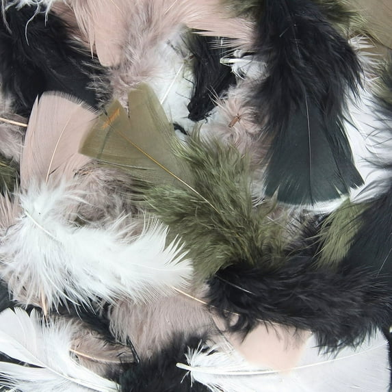 chenille kraft ck-450008 assorted turkey plumage feathers, 1.7" height, 5.3" wide, 4.9" length, natural (125 count)