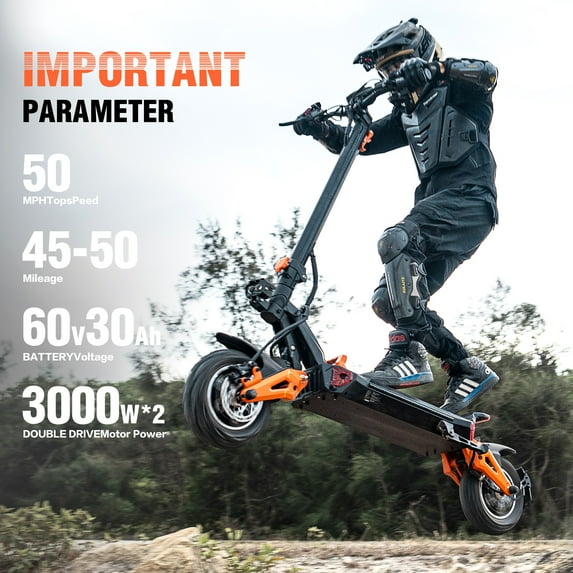 chenshuo smart H9 Off-Road Electric Scooter, 3000W*2 Dual Motors, 60V/30Ah Battery,Life Suitable for adults aged 15 to 50 years