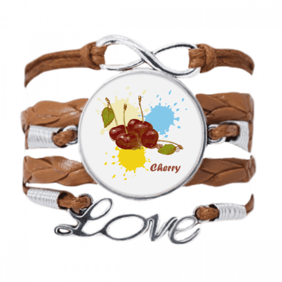 cherry fruit watercolor illustration pattern bracelet love chain ornament wristband