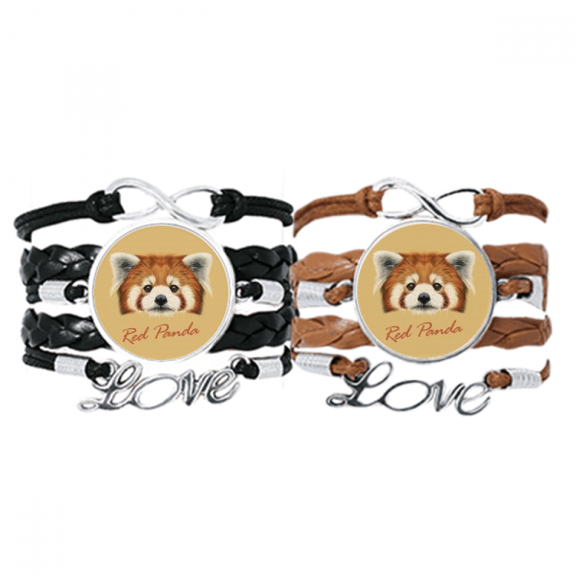 chestnut red panda animal bracelet hand strap leather wristband double set