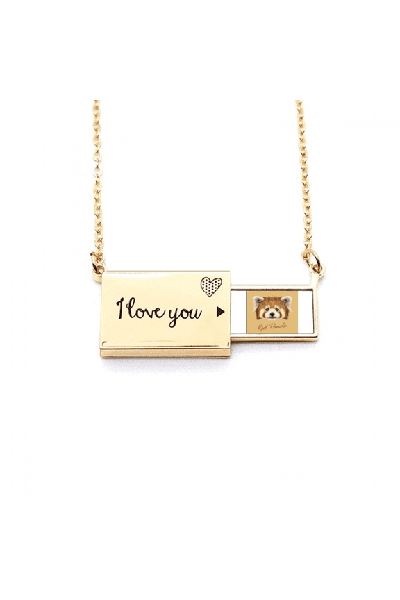 chestnut red panda animal letter envelope necklace pendant jewelry