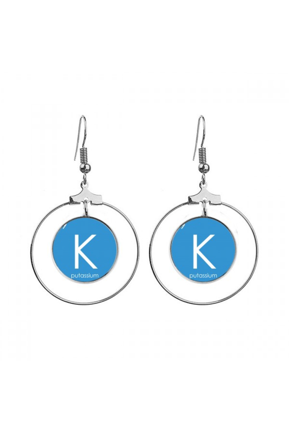 chestry elements period table alkali metal potassium k earrings dangle hoop jewelry drop circle
