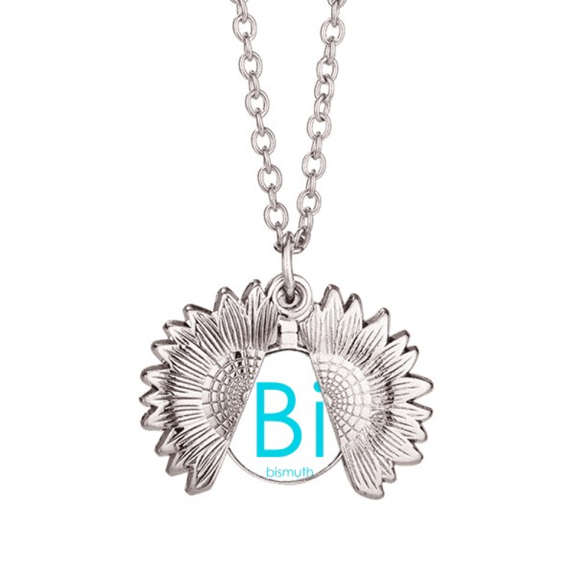 chestry elements period table poor metals bismuth bi sunflower necklace pendant locket jewelry