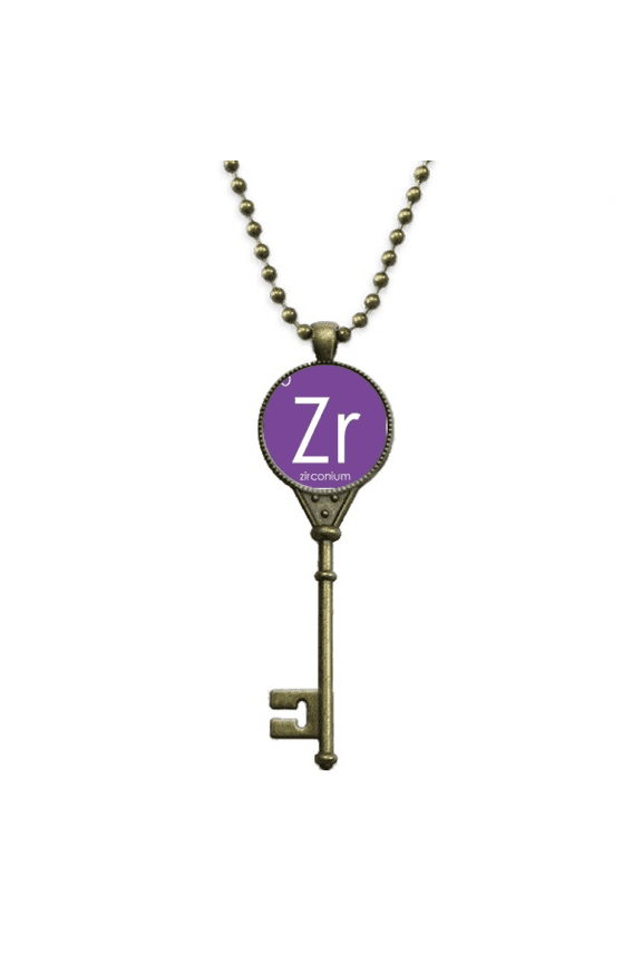 chestry elements period table transition metals zirconium zr key necklace pendant tray embellished chain