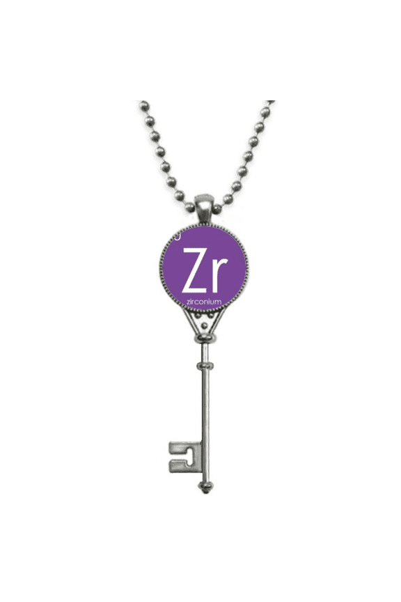chestry elements period table transition metals zirconium zr pendant vintage necklsilver key jewelry