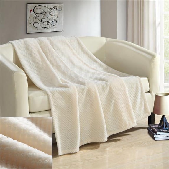 chic home tb5305-us geneva ultra plush micro mink waffle textured decorative throw blanket, beige - 50 x 60 in.