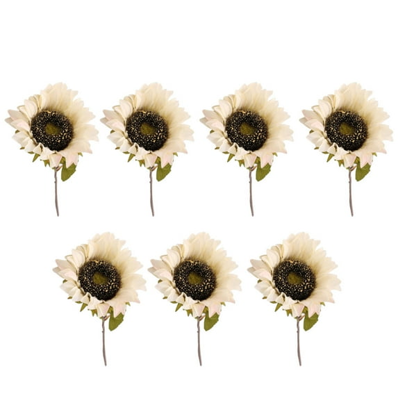chidgrass 7pcs Artificial Sunflowers Single Stem Fake Flowers Bouquet Arrangement Party Decoration for Wreath Craft Home White