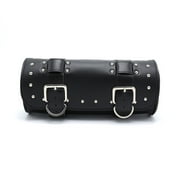 chidgrass Motorcycle Saddle Bag PU Leather Barrels Shape Saddlebag Luggage Tool Hanging Storage Pouch Modification Fitting Black/2 holes