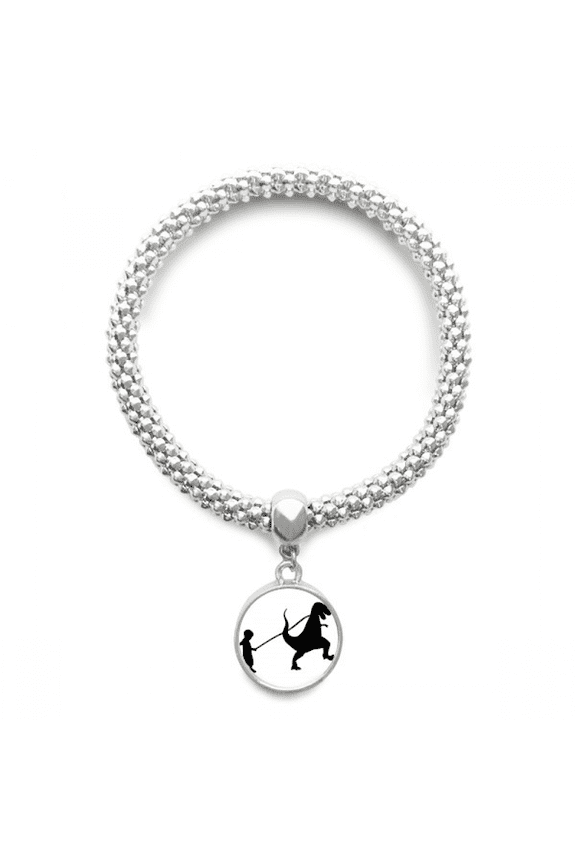 children dinosaur movement sliver bracelet pendant jewelry chain adjustable bangle