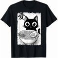 thumbnail image 1 of children’s wear Adorable Love Ai Kanji Black Cat Ramen Noodle Graphic T-Shirt for Boys and Girls, 1 of 8