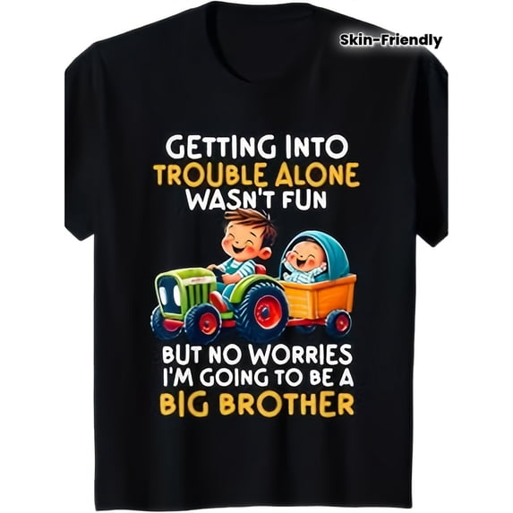 children’s wear Big Brother Announcement Tractor T-Shirt for Boys, Cute Graphic Kids Short Sleeve Tee, Toddler Funny Brother Gift Top