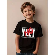 children s wear Boys Cool Black Graphic Yeet No T-Shirt