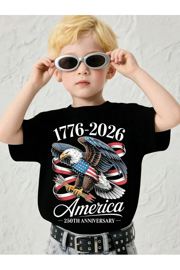 children’s wear Boy's Patriotic USA Eagle 250th Anniversary T-Shirt