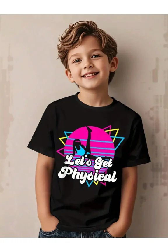 children’s wear Boy's Retro 80s Synthwave Let's Get Physical Graphic T-Shirt