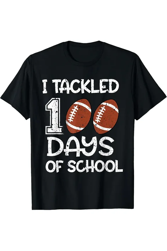 children's wear Boys Kids I Tackled 100 Days Of School Football 100th Day T-Shirt