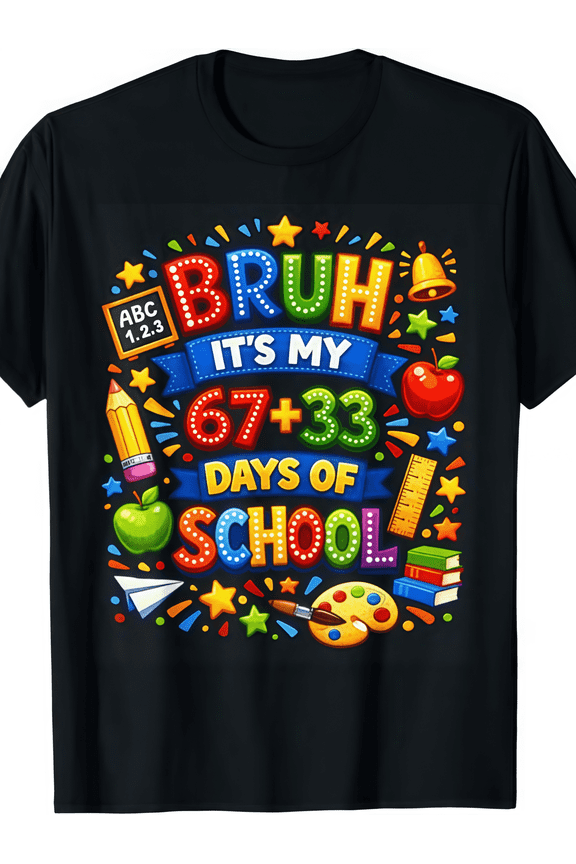 children's wear Bruh It's My 100 Days of School Math Graphic T-Shirt Colorful Back to School Apparel