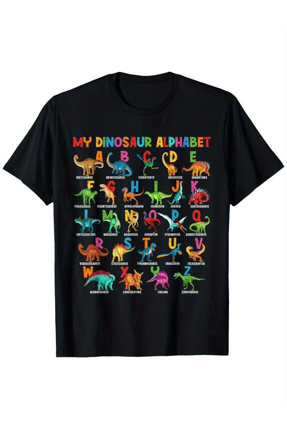children’s wear Colorful My Dinosaur Alphabet Learning T-Shirt for Boys & Girls | Fun Educational Dino ABC Chart Tee for Child