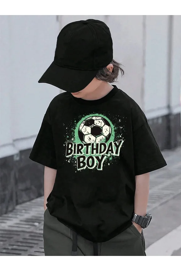children’s wear Cool Birthday Boy Soccer Ball Graphic Kids T-Shirt for Boys