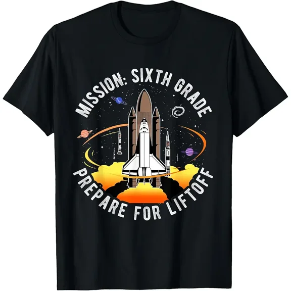 children’s wear Cool Funny Space Shuttle Mission Sixth Grade Prepare for Liftoff T-Shirt for Boys Girls, Back to School Astronaut Kids Tee