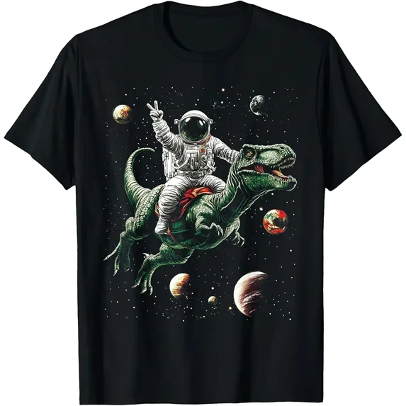 children’s wear Cool Kids Astronaut Riding T-Rex Dinosaur in Space ...