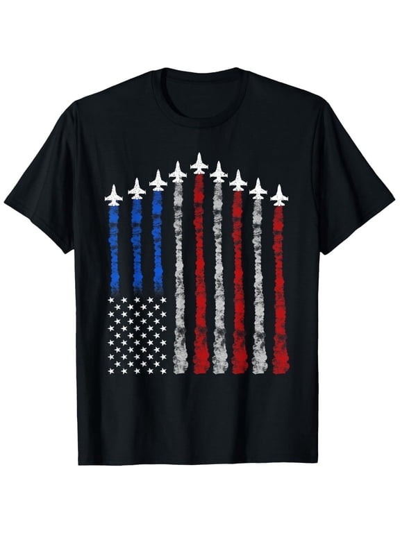 children’s wear Cool Patriotic American Flag Fighter Jet Airshow T-Shirt for Boys Kids Gift