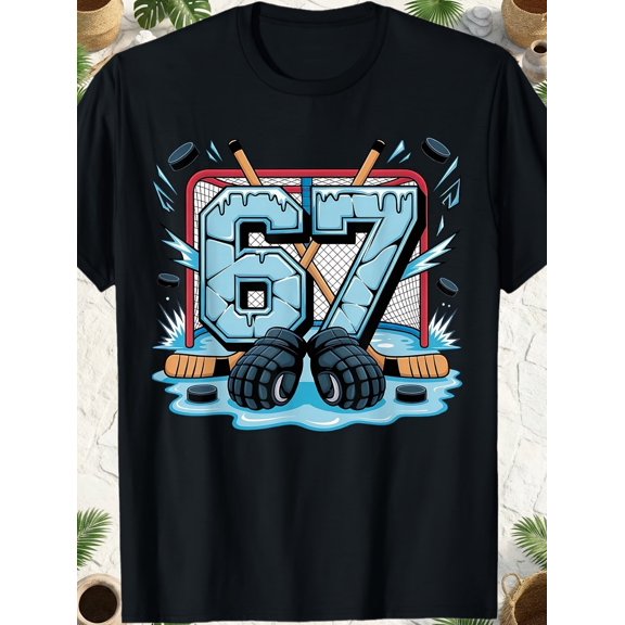 children’s wear Cool Retro Ice Hockey Number 67 Graphic T-Shirt for Kids Boys Girls - Cute Sports Theme Apparel for Child