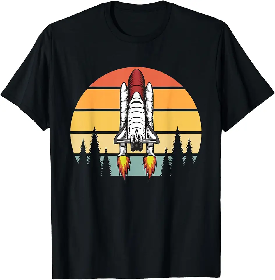 children’s wear Cool Retro Space Shuttle Rocket Launch T-Shirt for Kids ...