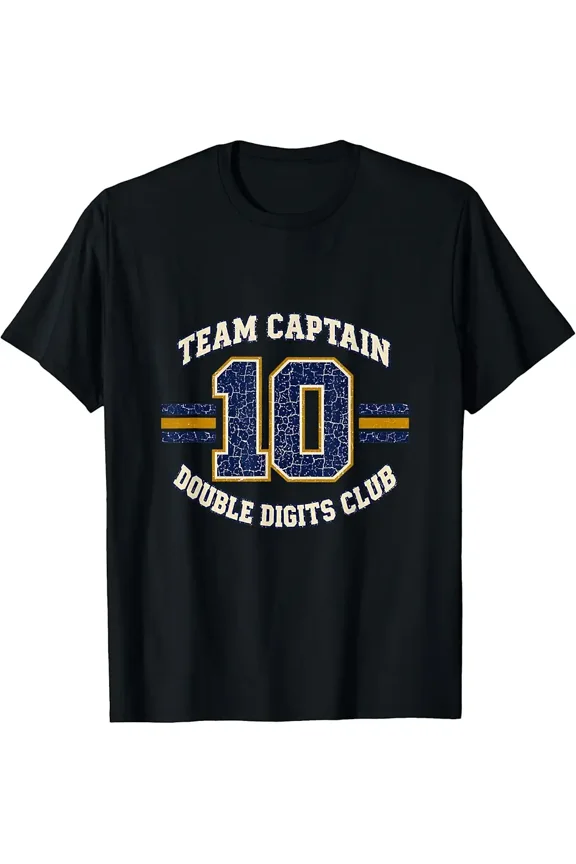 children’s wear Cool Retro Team Captain 10th Birthday Double Digits Club T-Shirt for Boys
