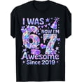 thumbnail image 1 of children’s wear Cute 7th Birthday Girls Donut Theme Graphic T-Shirt I Was 6 Now I'm 7 Awesome Since 2019 Kids Birthday Party Gift Tee, 1 of 6