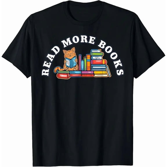 children’s wear Cute Cat Reading Books Graphic T-Shirt for Kids, Funny Animal Lover Boys and Girls Tee