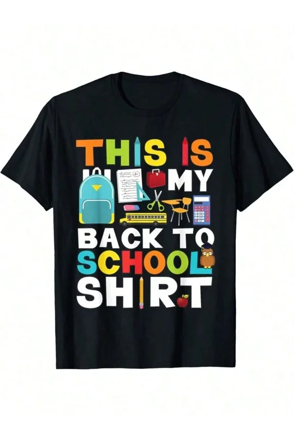 children’s wear Cute Colorful Back to School Graphic Tee Shirt for Kids, Boys, Girls - First Day of School Supplies Design
