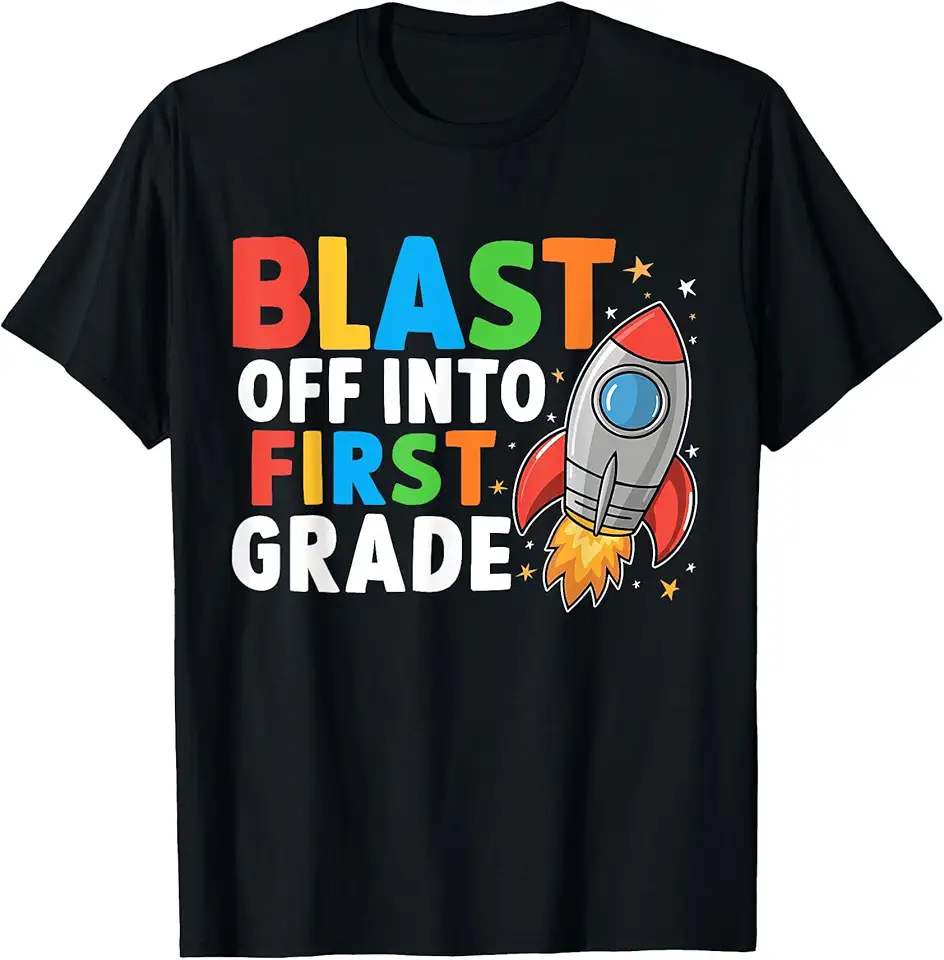 children’s wear Cute Colorful Blast Off First Grade Rocket Ship Back to ...