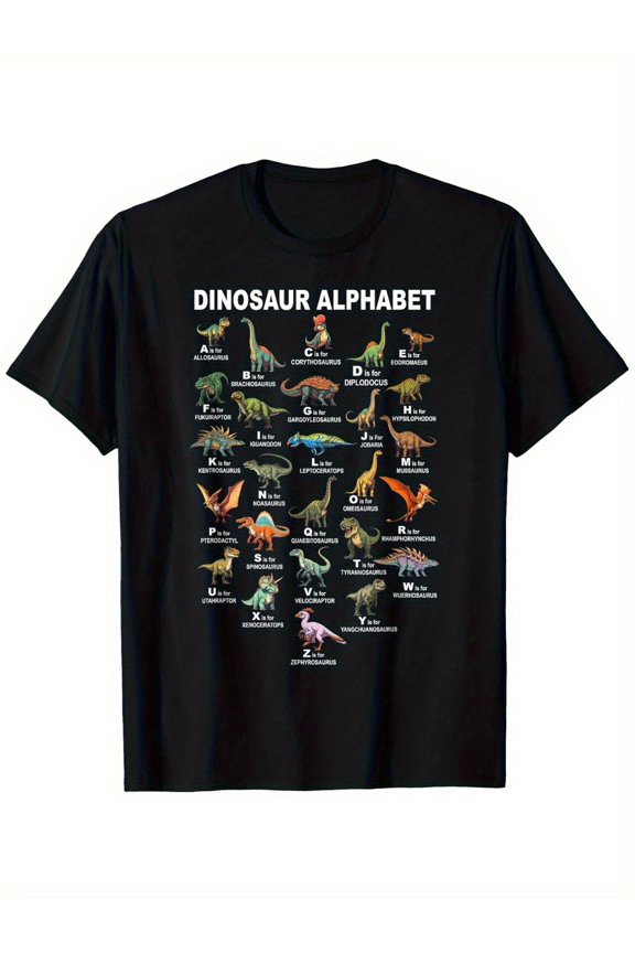 children’s wear Cute Educational Dinosaur Alphabet ABC Chart T-Shirt for Kids Boys Girls