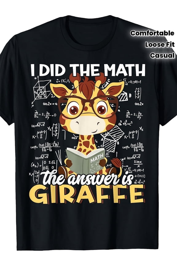 children’s wear Cute Funny Giraffe Math Genius T-Shirt for Boys Girls Toddler Kids, Humorous School Animal Tee