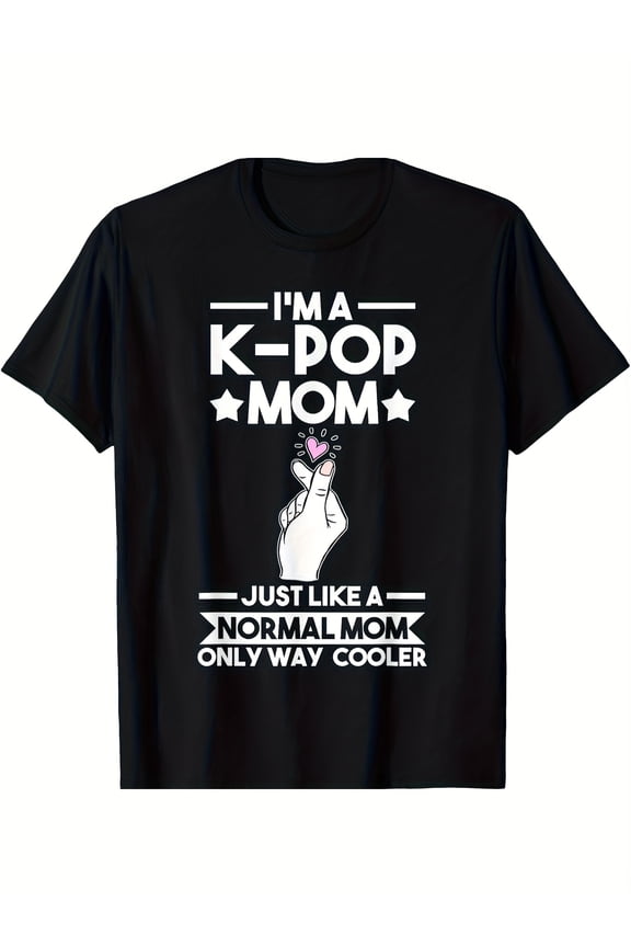 children’s wear Cute K-Pop Mom T-Shirt with Finger Heart, Retro Korean Music Fan Apparel for **Children's** Mothers