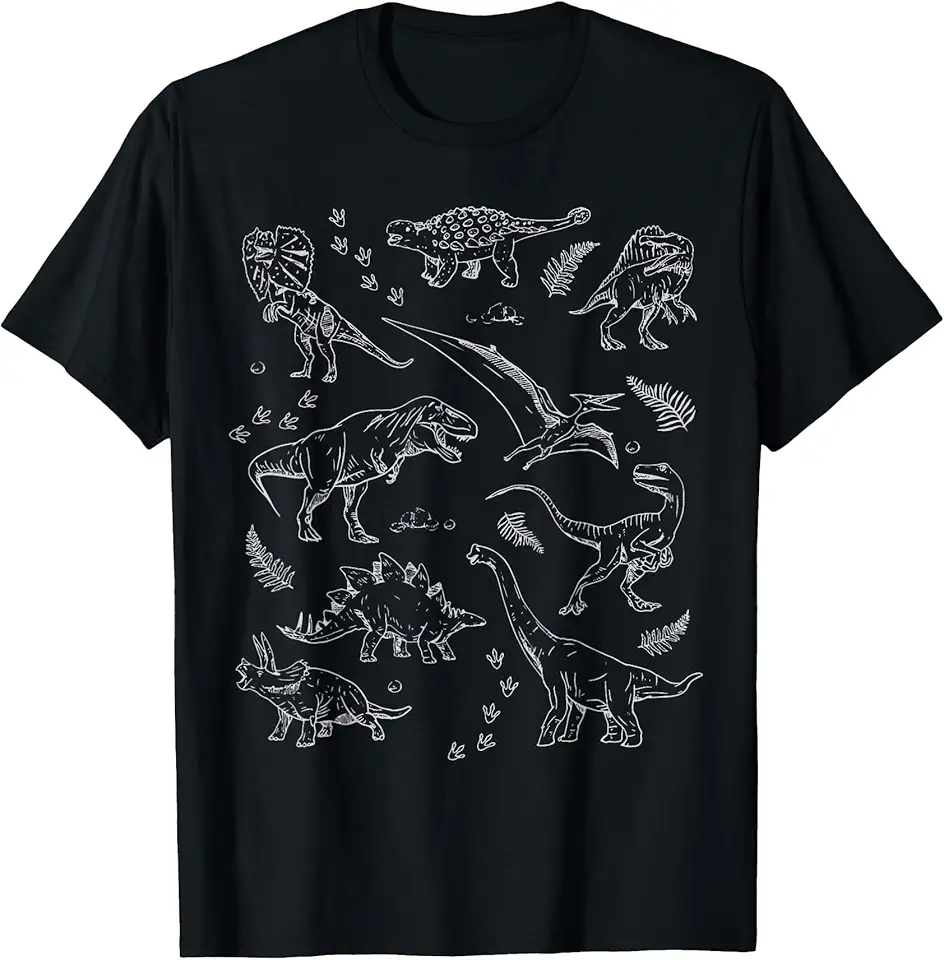 children’s wear Cute Prehistoric Dinosaur Outline Graphic T-Shirt for ...