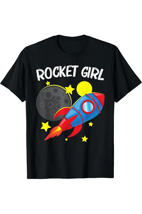 children’s wear Cute Rocket Girl Space Explorer Astronaut Graphic T-Shirt for Little Girls Kids