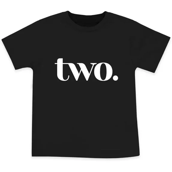 children’s wear Cute Toddler 2nd Birthday T-Shirt Retro Minimalist 'Two' Graphic Print Short Sleeve Cotton Tee for Kids Boys Girls