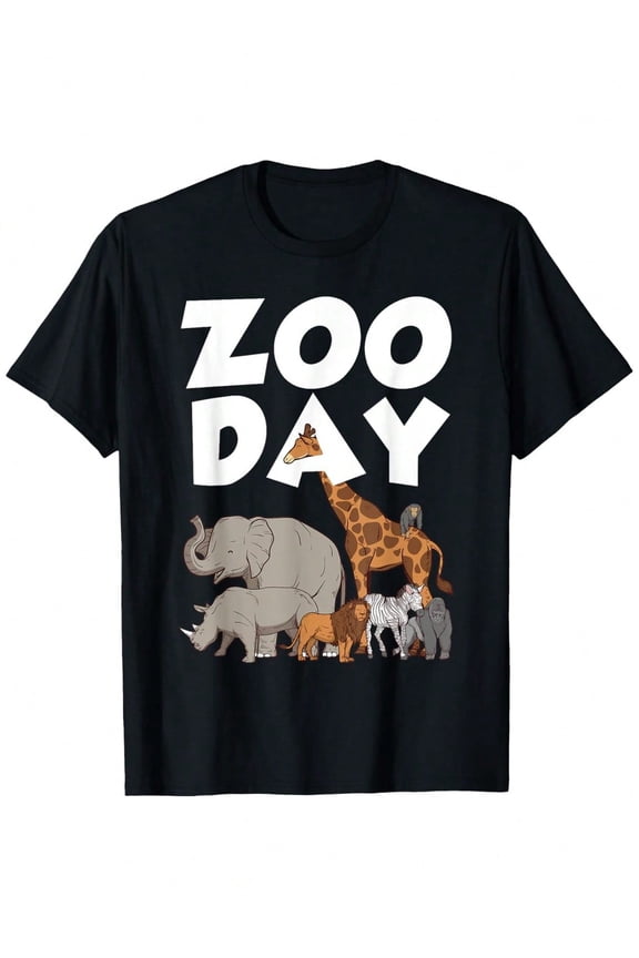 children’s wear Cute Zoo Day Animal Safari Graphic T-Shirt for Kids, Funny Elephant Giraffe Lion Zebra Toddler Boys Girls Tee