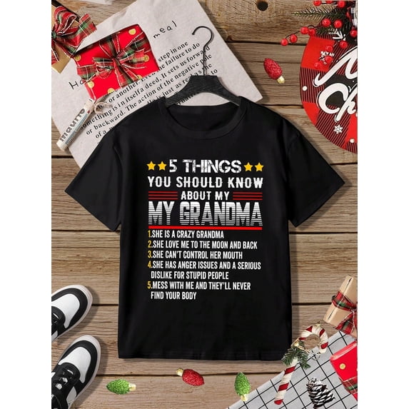 children’s wear Funny 5 Things You Should Know About My Grandma Kids T-Shirt Retro Graphic Tee for Boys and Girls Toddler Gift