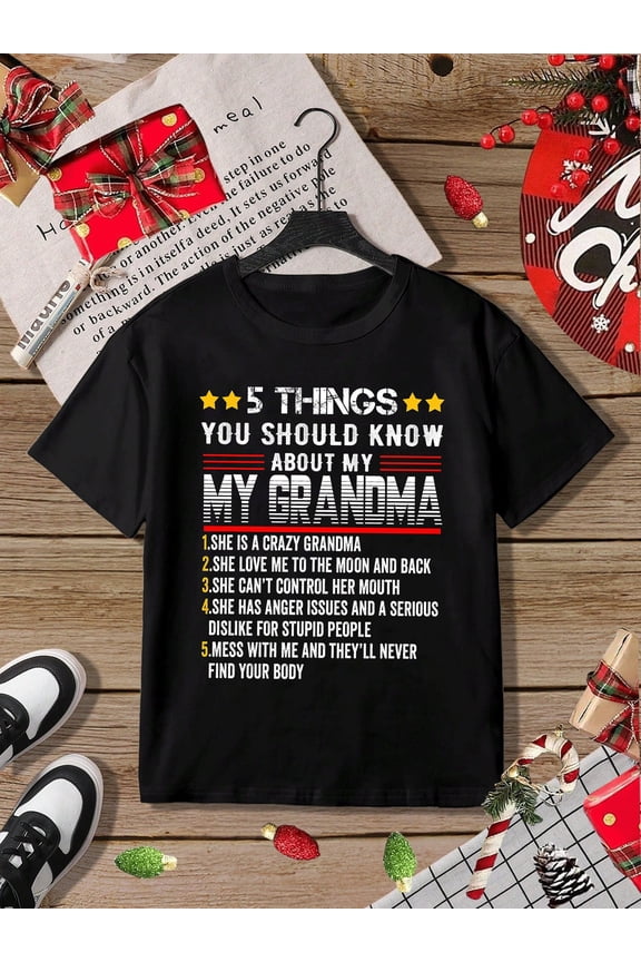 children’s wear Funny 5 Things You Should Know About My Grandma Kids T-Shirt Retro Graphic Tee for Boys and Girls Toddler Gift